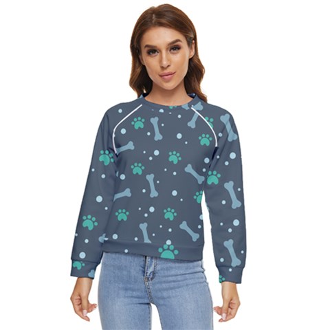 Bons Foot Prints Pattern Background Women s Long Sleeve Raglan T-shirt by Grandong
