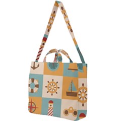 Nautical Elements Collection Square Shoulder Tote Bag by Grandong