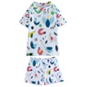 Vector Set Isolates With Cute Birds Scandinavian Style Kids  Swim T-Shirt and Shorts Set View1