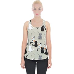 Cute Cat Seamless Pattern Piece Up Tank Top by Apen