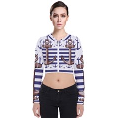 Anchor Background Design Long Sleeve Zip Up Bomber Jacket by Apen