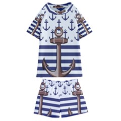 Anchor Background Design Kids  Swim T-shirt And Shorts Set by Apen