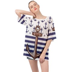 Anchor Background Design Oversized Chiffon Top by Apen