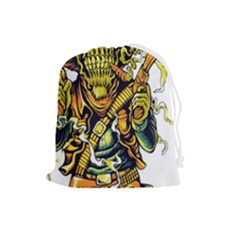 Cowboy Skeleton With Gun Illustration Drawstring Pouch (large) by Sarkoni