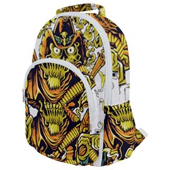 Cowboy Skeleton With Gun Illustration Rounded Multi Pocket Backpack by Sarkoni