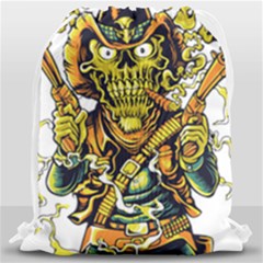 Cowboy Skeleton With Gun Illustration Drawstring Bag (large) by Sarkoni