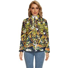 Cowboy Skeleton With Gun Illustration Women s Puffer Bubble Jacket Coat by Sarkoni