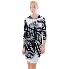 Hip Hop Music Drawing Art Graffiti Quarter Sleeve Hood Bodycon Dress by Sarkoni