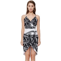 Hip Hop Music Drawing Art Graffiti Wrap Frill Dress by Sarkoni