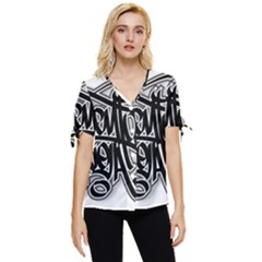 Hip Hop Music Drawing Art Graffiti Bow Sleeve Button Up Top by Sarkoni