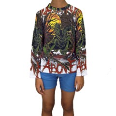 Grim Reaper Above Art  Monster Moon Letter Poster Kids  Long Sleeve Swimwear by Sarkoni