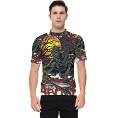 Grim Reaper Above Art  Monster Moon Letter Poster Men s Short Sleeve Rash Guard by Sarkoni