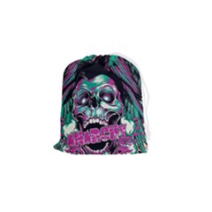 Anarchy Skull And Birds Drawstring Pouch (small) by Sarkoni
