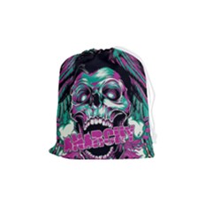 Anarchy Skull And Birds Drawstring Pouch (medium) by Sarkoni