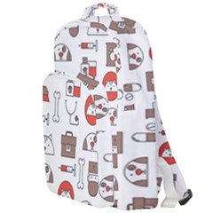 Vector Thin Line Art Vet Seamless Pattern Double Compartment Backpack by Bedest