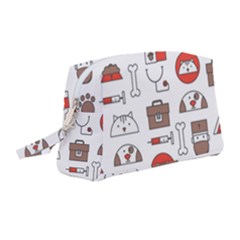Vector Thin Line Art Vet Seamless Pattern Wristlet Pouch Bag (medium) by Bedest