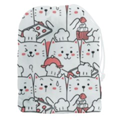 Cute Cat Chef Cooking Seamless Pattern Cartoon Drawstring Pouch (3xl) by Bedest