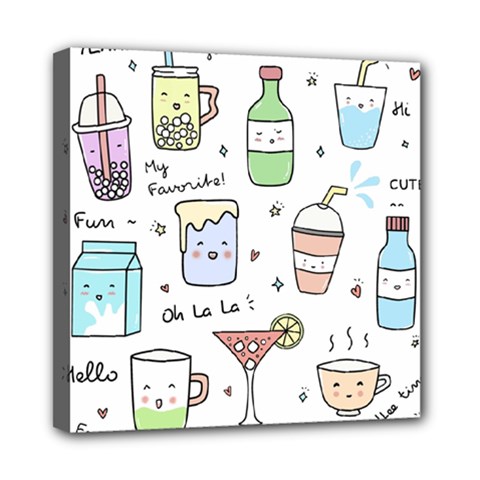 Drinks Cocktails Doodles Coffee Mini Canvas 8  X 8  (stretched) by Apen