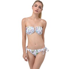 Drinks Cocktails Doodles Coffee Twist Bandeau Bikini Set by Apen