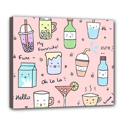 Drink Cocktail Doodle Coffee Deluxe Canvas 24  X 20  (stretched) by Apen