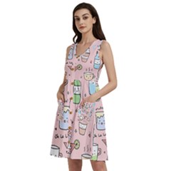 Drink Cocktail Doodle Coffee Sleeveless Dress With Pocket by Apen