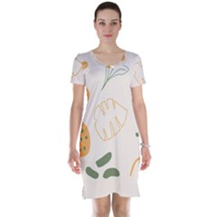 Cherries Flower Leaves Floral Short Sleeve Nightdress by Apen