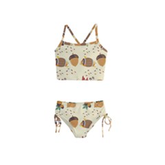 Leaves Foliage Acorns Barrel Girls  Tankini Swimsuit by Apen