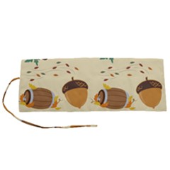 Leaves Foliage Acorns Barrel Roll Up Canvas Pencil Holder (s) by Apen