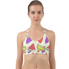 Fruits Pattern Background Food Back Web Sports Bra by Apen