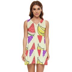 Fruits Pattern Background Food Tiered Sleeveless Mini Dress by Apen