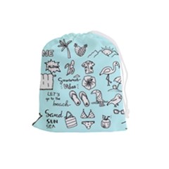 June Doodle Tropical Beach Sand Drawstring Pouch (large) by Apen