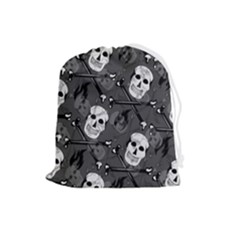 Skull Skeleton Pattern Texture Drawstring Pouch (large) by Apen