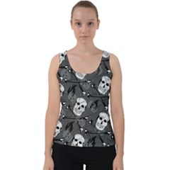 Skull Skeleton Pattern Texture Velvet Tank Top by Apen