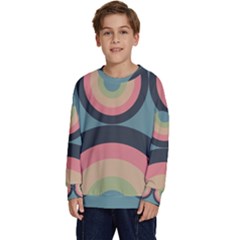 Circles Design Pattern Tile Kids  Crewneck Sweatshirt by Ravend