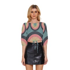 Circles Design Pattern Tile Mid Sleeve Drawstring Hem Top by Ravend