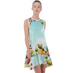 Fruits Sweet Papaya Orange Pattern Frill Swing Dress by Ravend