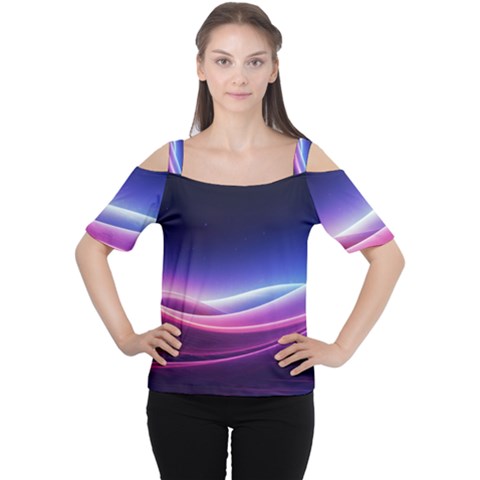 Cosmic Galaxy Quantum Art Nature Cutout Shoulder T-shirt by Ravend
