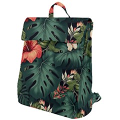 Flowers Monstera Foliage Tropical Flap Top Backpack by Ravend