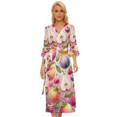 Fruits Apple Strawberry Raspberry Midsummer Wrap Dress by Ravend