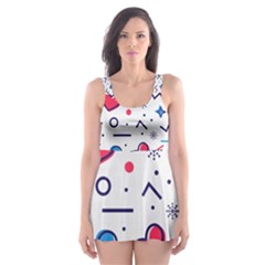 Hearts Seamless Pattern Memphis Style Skater Dress Swimsuit by Grandong