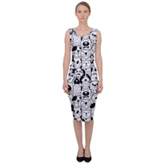 Seamless Pattern With Black White Doodle Dogs Sleeveless Pencil Dress by Grandong