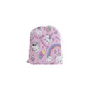 Cute Cat Kitten Cartoon Doodle Seamless Pattern Drawstring Pouch (XS) View1