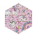 Cute Cat Kitten Cartoon Doodle Seamless Pattern Wooden Puzzle Hexagon View1