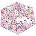 Cute Cat Kitten Cartoon Doodle Seamless Pattern Wooden Puzzle Hexagon View2