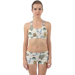 Cute Astronaut Cat With Star Galaxy Elements Seamless Pattern Back Web Gym Set by Grandong