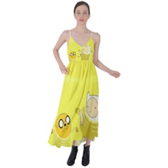 Adventure Time Jake The Dog Finn The Human Artwork Yellow Tie Back Maxi Dress by Sarkoni