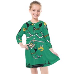 Adventure Time The Legend Of Zelda Kids  Quarter Sleeve Shirt Dress by Sarkoni
