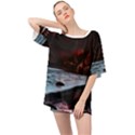 Artistic Creepy Dark Evil Fantasy Halloween Horror Psychedelic Scary Spooky Oversized Chiffon Top View1