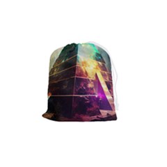 Tropical Forest Jungle Ar Colorful Midjourney Spectrum Trippy Psychedelic Nature Trees Pyramid Drawstring Pouch (small) by Sarkoni