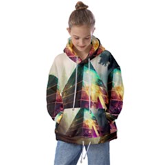 Tropical Forest Jungle Ar Colorful Midjourney Spectrum Trippy Psychedelic Nature Trees Pyramid Kids  Oversized Hoodie by Sarkoni